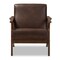 Baxton Studio Bianca Walnut Wood Dark Brown Distressed Faux Leather Lounge Chair 140-7544 - alternate 9